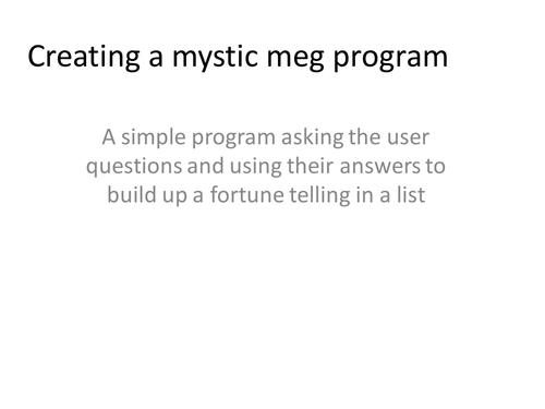 Create mystic meg program in Python