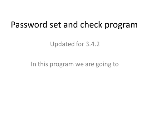 Password set and check program