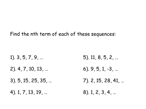 Sequences and nth Term