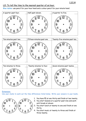 new curriculum 2014 time maths for year 3 by carlamaestra