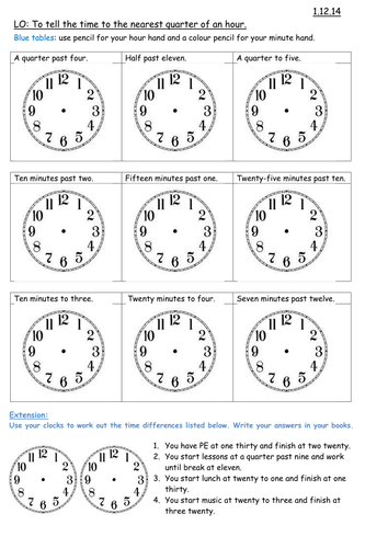 New Curriculum 2014: 'Time', Maths for Year 3