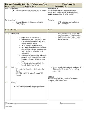 Flipchart for finding area of compound shapes and plan | Teaching Resources