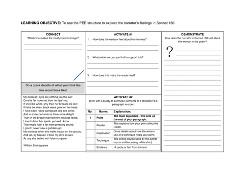 Sonnet 130 - Learning Map