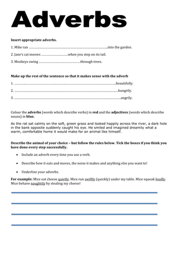 Instructions Lower KS2 (2 week plan)