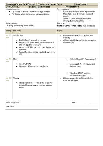 Doubling Notebook and plan
