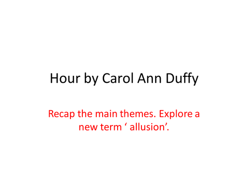 Hour by Carol Ann Duffy