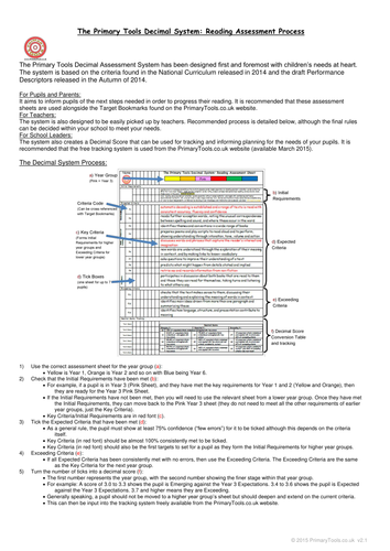 Year 3 Reading Assessment Sheet