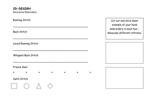 Hand Embroidery Worksheet 