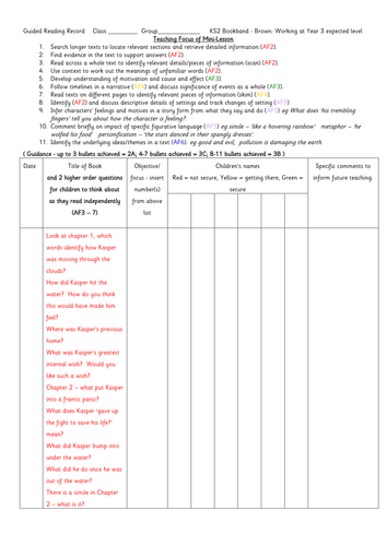 Year 3 Guided reading without levels, assessed reading