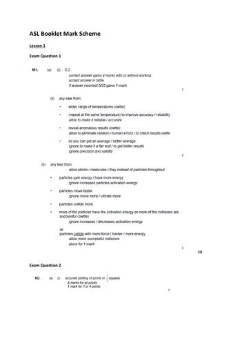 Assessment booklet for AQA C2.4 - C2.7