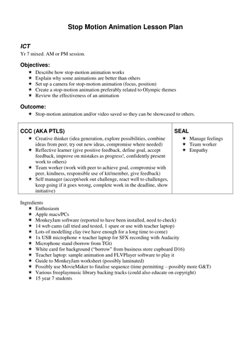 Stop Motion Animation: Lesson PowerPoint, Plan and Basic Guide to Monkey Jam