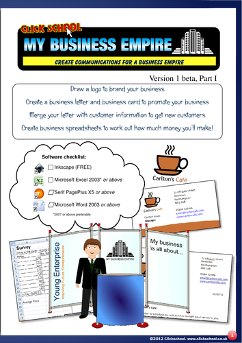 My Business Empire! Enterprise: Logos, Letters, Business Cards, Mail-merge, spreadsheets