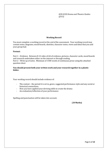 GCSE Drama working record help
