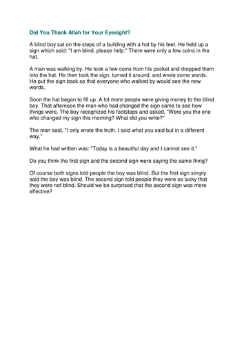 Stories with meaning (parables)