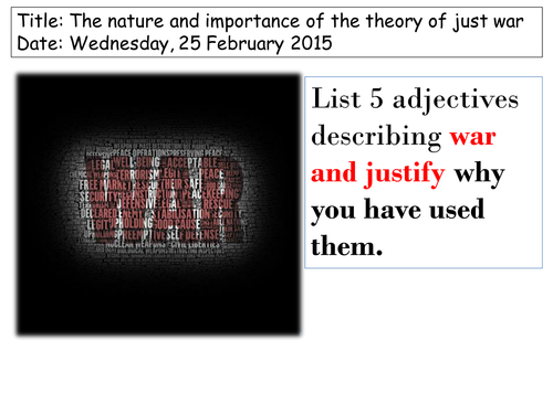 The nature and importance of the theory of just war