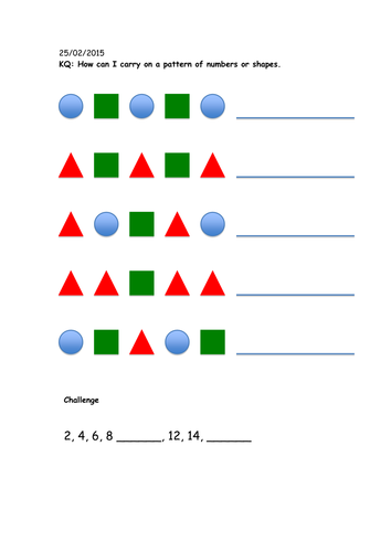 year 1 number and shape patterns teaching resources