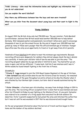 BOY SOLDIERS OF WORLD WAR ONE