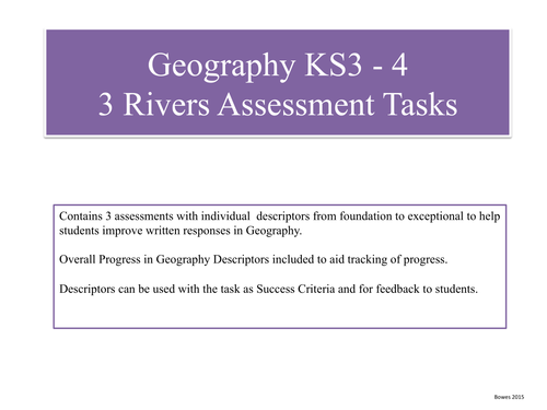 Geography Assessment: Rivers Progress Planning   