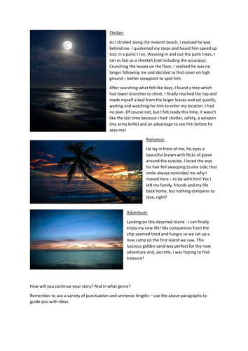 Description of desert island creative writing image