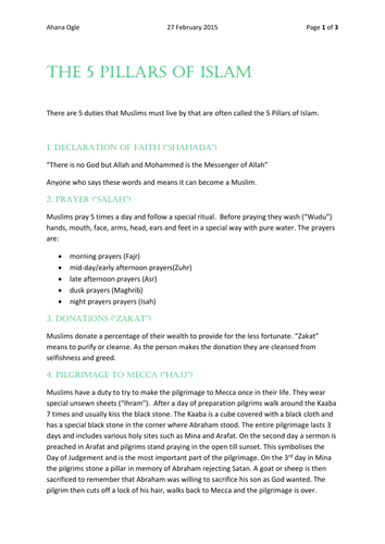 5 pillars of Islam