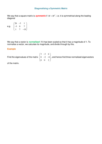 Diagonalising a square matrix