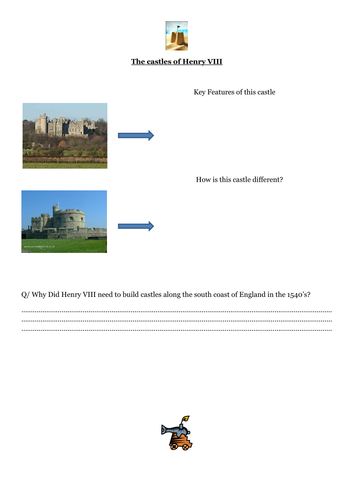 Worksheet on the castles of Henry VIII