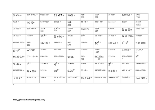 Connect 4 grid for maths problems Level 2/GCSE C+