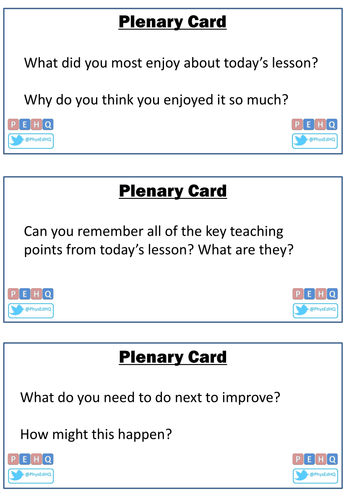 PE Plenary Cards | Teaching Resources