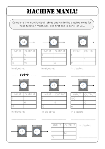 Printables Function Machines Worksheets function machine worksheet syndeomedia mania machines by richardtock teaching