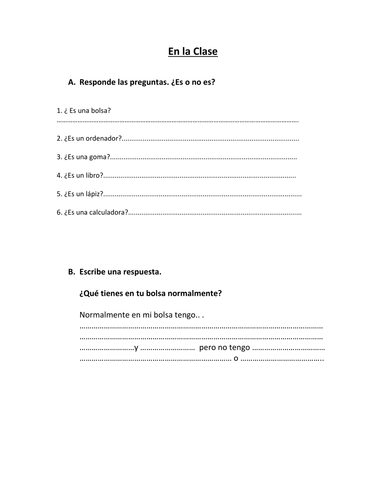 Club de español - Día 4 (Las cosas de clase y los colores)