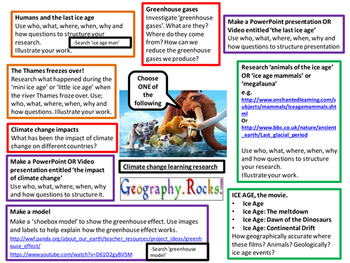 climate change learning homework