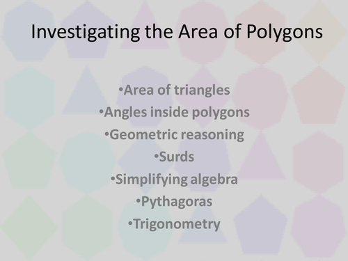 Investigating the area of regular polygons
