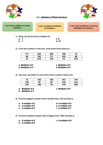 GCSE Foundation Revision - 4.1. Multiples of Whole Numbers