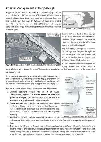 GCSE AQA A - Coasts - Cliff Collapse at Happisburgh