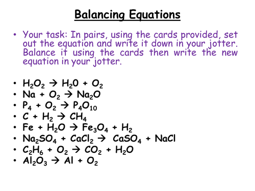 Chemistry - Balancing Chemical Equations by jamjar87 - Teaching