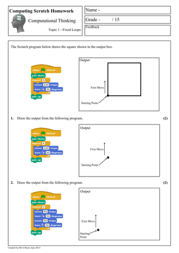 worksheets 1 maths revision for grade Programming Computational  1 Scratch  Thinking Homework by