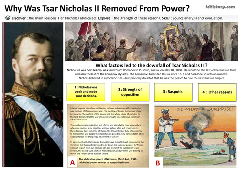 Why was Nicholas II removed from power investigation