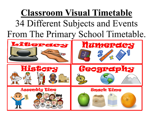 34 Visual Timetable Cards For Primary Schools