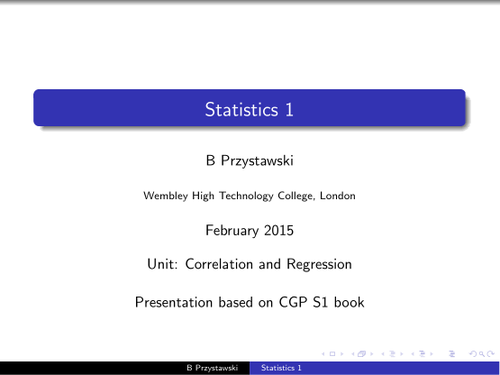 S1 Unit: Correlation and Regression Line