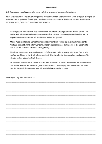 "Der Austausch" writing practice