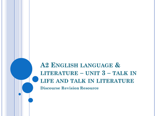 AQA English Language & Literature AQA Spec B - Discourse revision