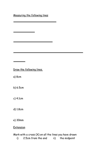 Drawing Lines With Measurements : Measuring and drawing lines activity worksheet by auntie