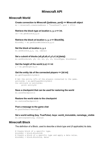 Minecraft Reference Booklet