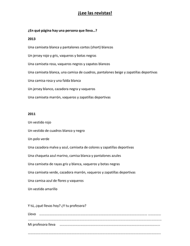 Club de Español - Y... ¡ Día 10! (La ropa)