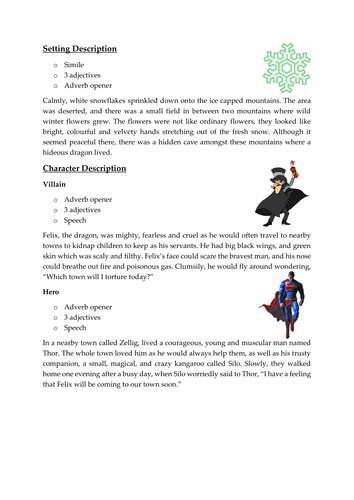 Setting Character Descriptions Teaching Resources