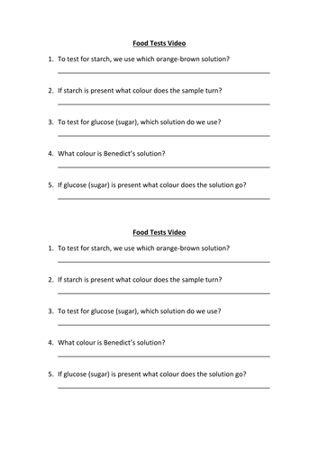 Food Tests (Starch and Glucose)