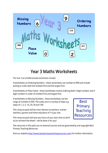 Maths Worksheets Year 3