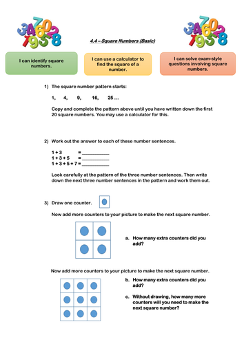 GCSE Foundation Revision - 4.4. Square Numbers