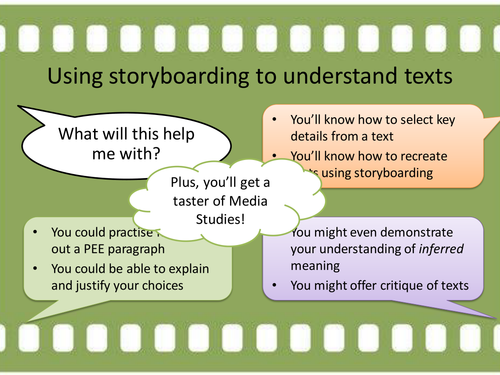 Using storyboarding to help understand texts