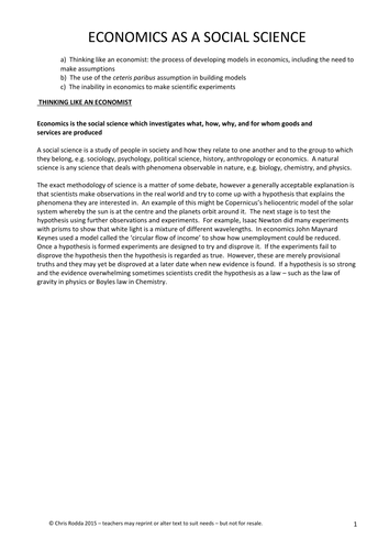 A Level EDEXCEL ECONOMICS - Economics as a social science